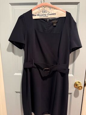 Club Monaco Black Short-Sleeve Belted Mini Dress